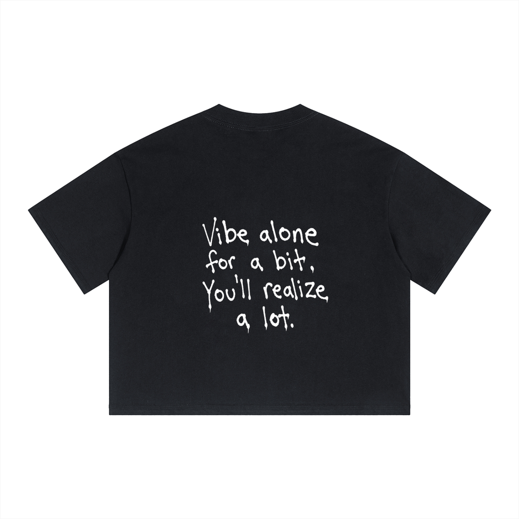 Unisex Boxy Drop Shoulder Crop "Vibe Alone" T-Shirt