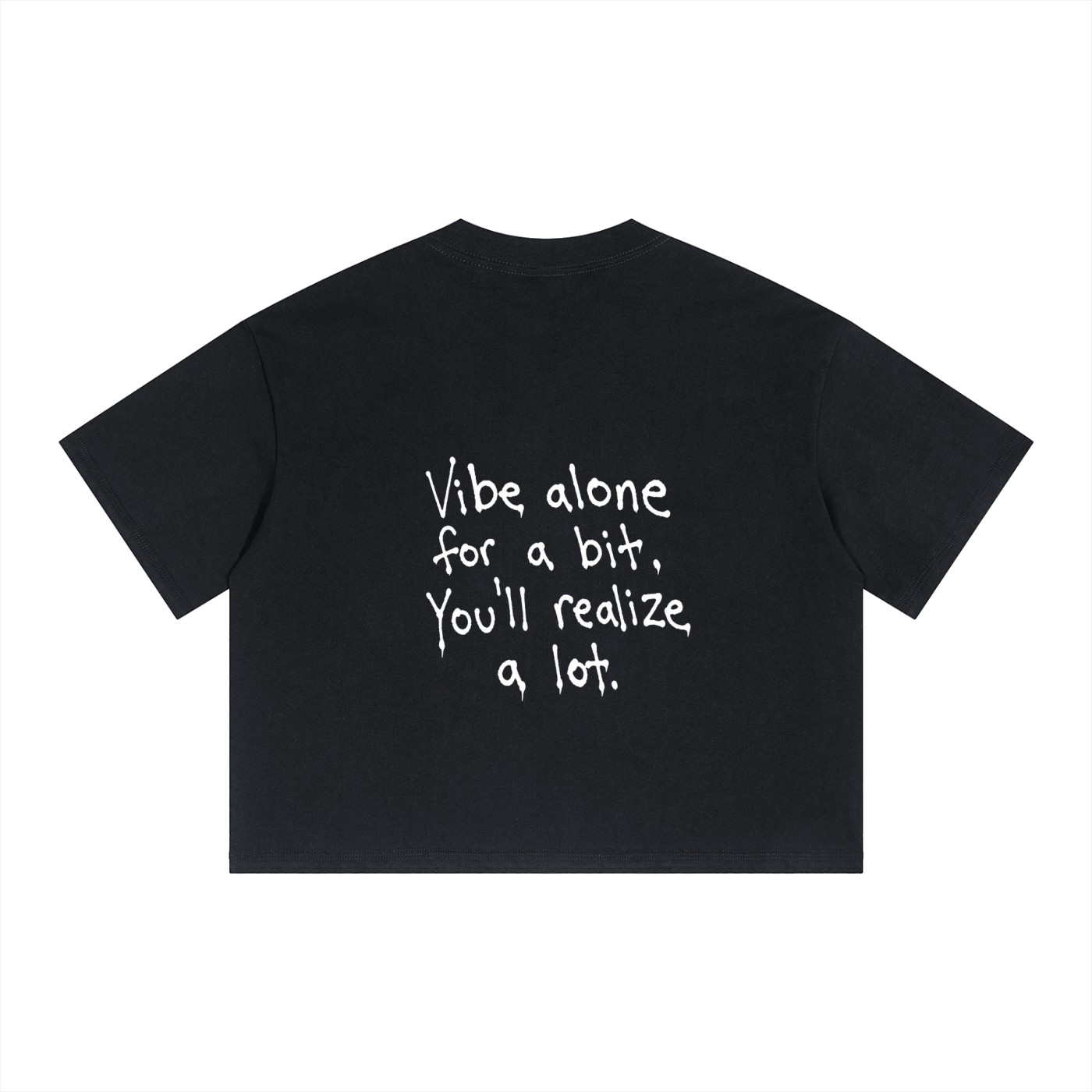 Unisex Boxy Drop Shoulder Crop "Vibe Alone" T-Shirt