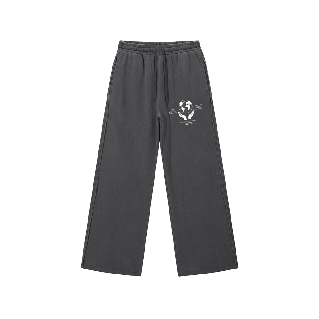 Snow Washed Raw Edge “the world in your hands” Sweatpants