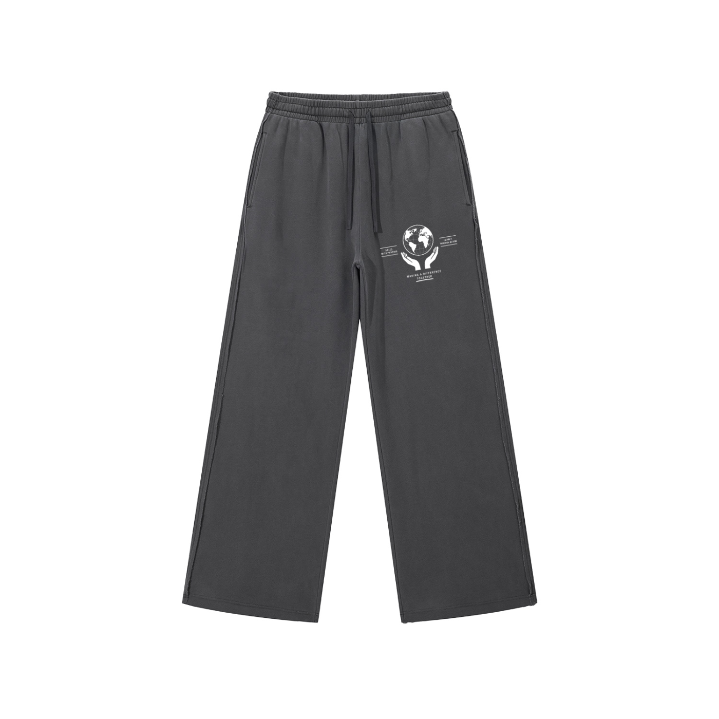 Snow Washed Raw Edge “the world in your hands” Sweatpants